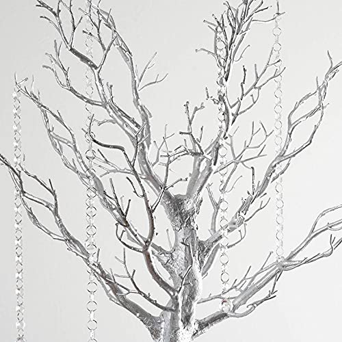 2 Pack Silver Manzanita Trees with Acrylic Garland Chains - 30
