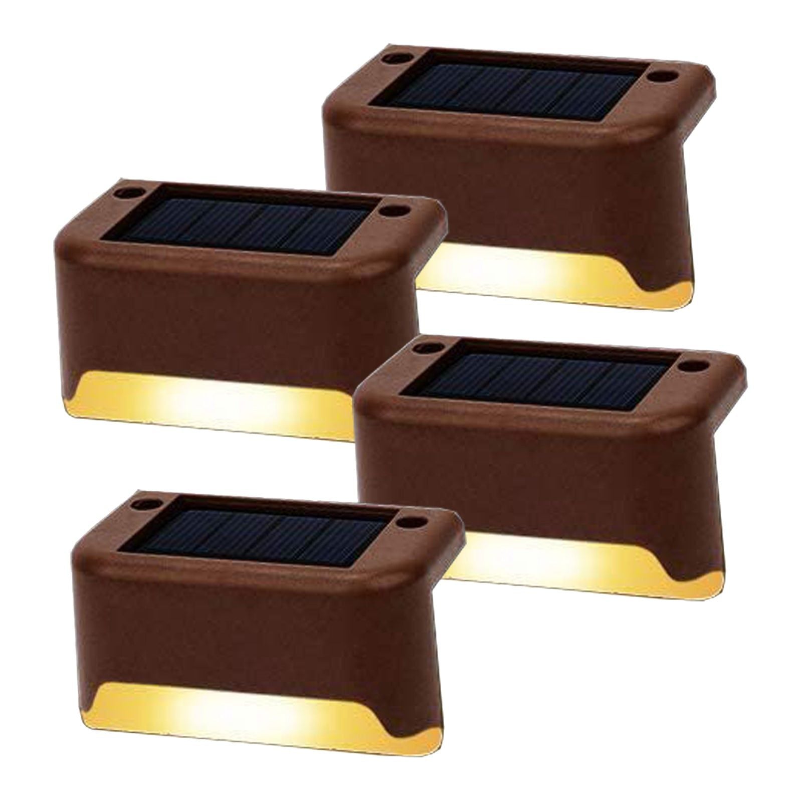 4 Pack Solar Powered Outdoor Deck Lights - Waterproof LED Step Lights for Patio, Garden, Pathway & Stairs - Weatherproof Landscape Lighting for Night Safety & Ambience