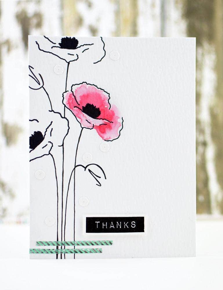 Handmade Painted Poppy Rubber Stamp Set for Card Making, Scrapbooking & DIY Crafts - Floral Botanical Design for Greeting Cards, Journals, and Home Decor