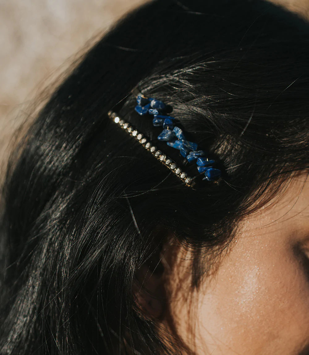 Indali Bobby Pin Set with Sodalite Gemstones - Elegant Hair Accessories for Women | Perfect for Weddings, Parties & Everyday Styling