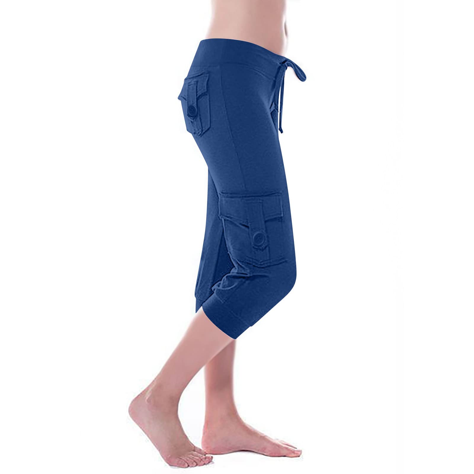 TYISZIL Women's Plus Size Cargo Capris - Casual Summer Drawstring Pants for Lounge, Beach & Boho Style | Comfortable Travel & Outdoor Activities