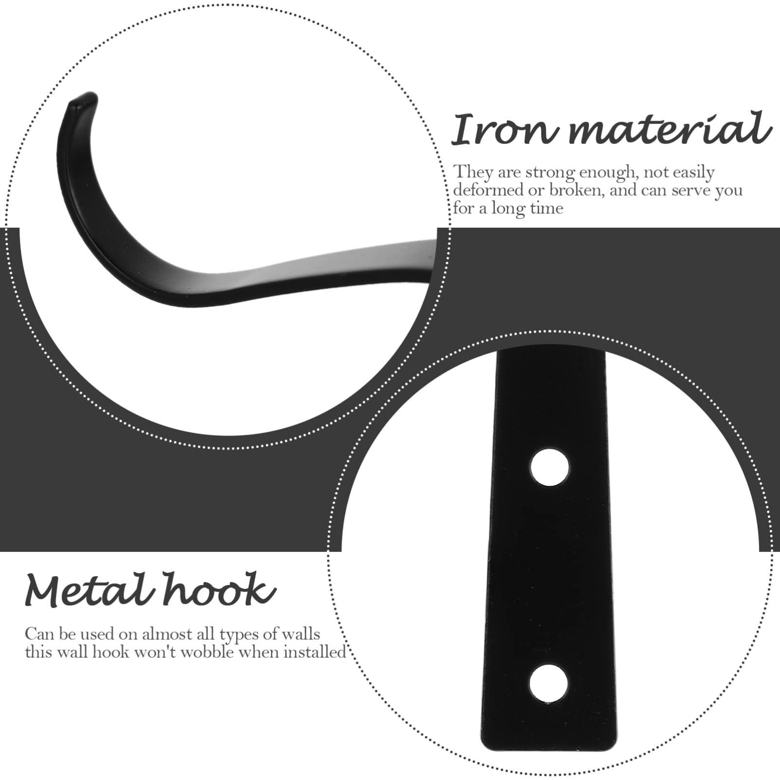 Yardwe 2 Pack Black Wrought Iron Hanging Basket Hooks - Heavy Duty Metal Plant Hangers for Flower Pots, Lanterns & Bird Feeders - Perfect for Garden, Patio, Porch & Indoor Decor