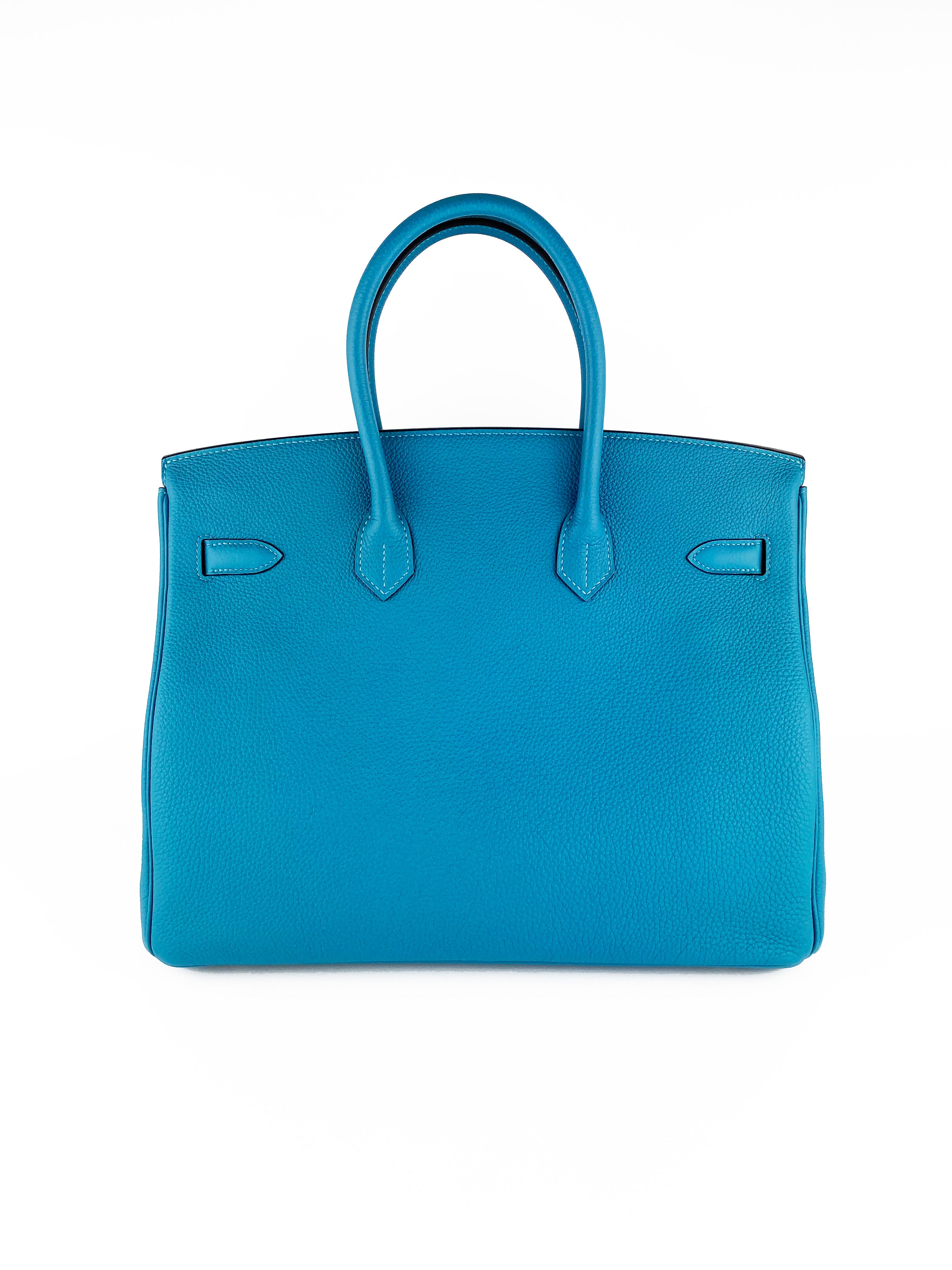 Authentic Hermes Birkin 35 Handbag in Turquoise Togo Leather - Luxury Designer Shoulder Bag for Women, Perfect for Work, Travel & Special Occasions
