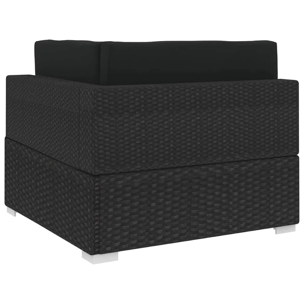 **Outdoor Garden Furniture Set - Black Poly Rattan Sectional Corner Chair with Removable Cushions, Durable & Easy to Clean - Perfect for Patio, Terrace, or Backyard Relaxation**