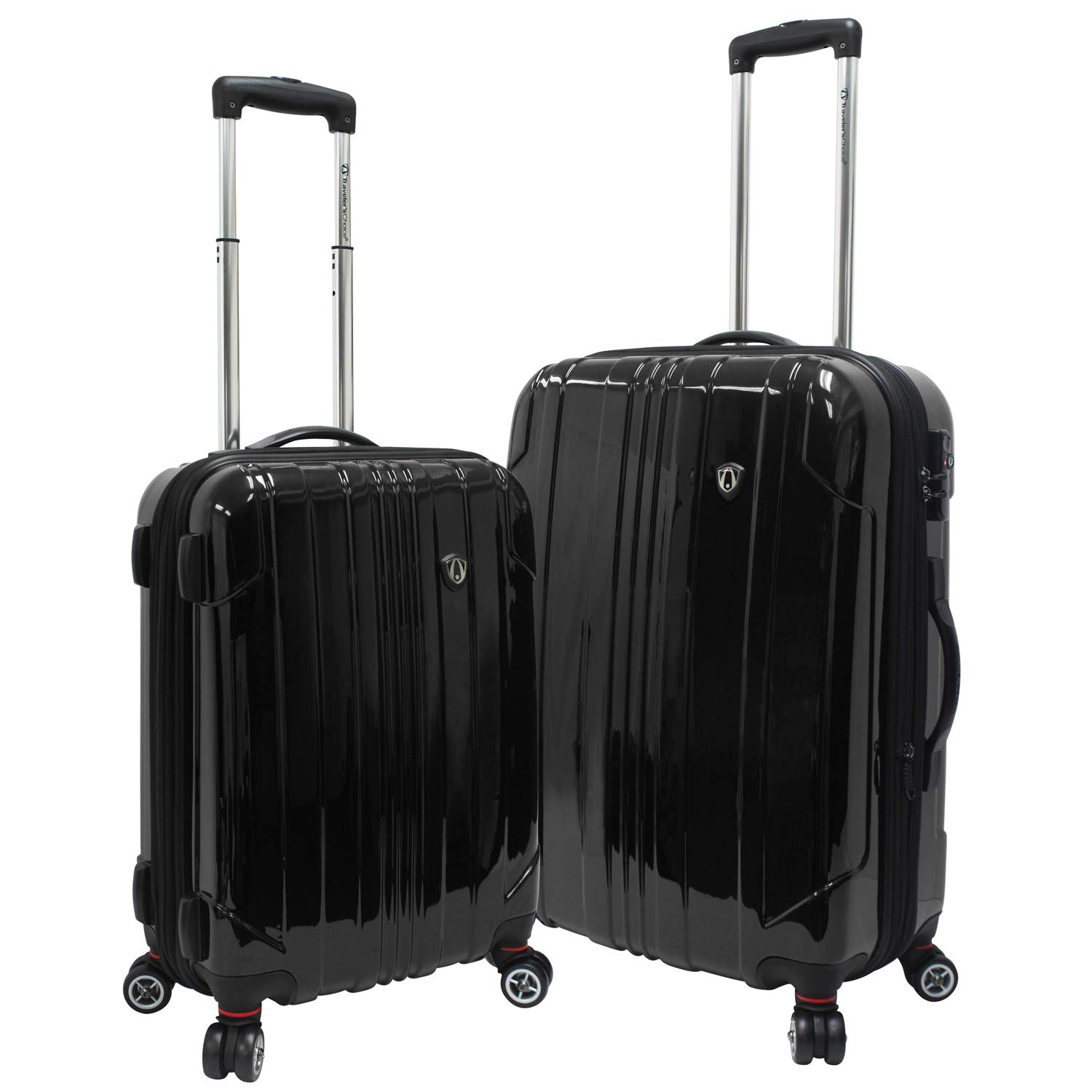 Traveler's Choice Sedona 100% Polycarbonate Hardside Expandable 8-Wheel Spinner Luggage Set with TSA Lock (22/26 Inch, Black) - Perfect for International Travel, Business Trips & Family Vacations