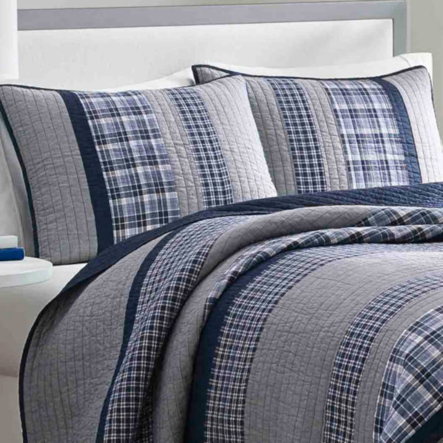 Nautica King Quilt Set - 100% Cotton Reversible All-Season Bedding in Adelson Blue | Luxury Comfort for Master Bedroom & Guest Room