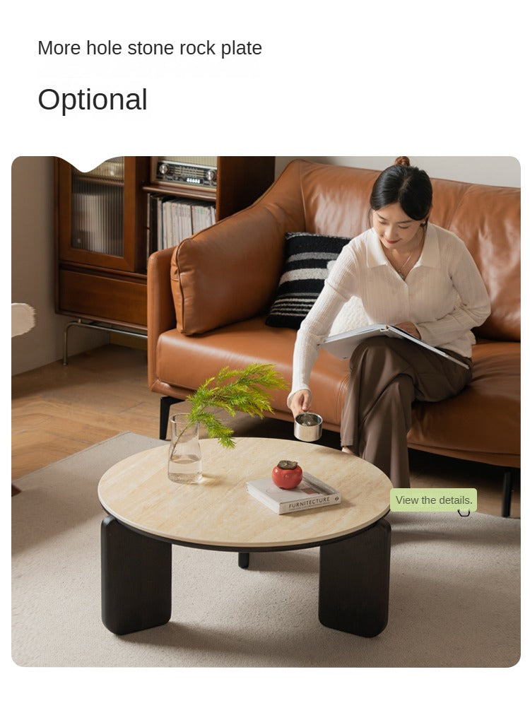 Solid Oak Wood Coffee Table with Slate Black Finish - Perfect for Living Room, Lounge, and Modern Home Decor