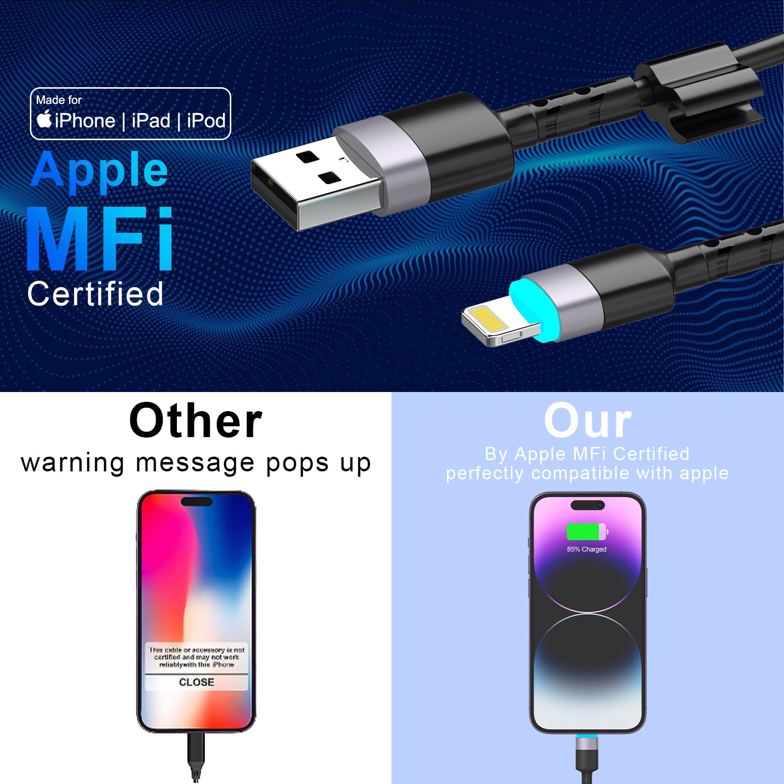 MFi Certified Coiled Lightning Cable 3FT 2-Pack - Short USB to Lightning iPhone Charger Cord for CarPlay & Car Charging - Durable Charging Cable for iPhone 12/11/X/8/7/6/Plus (Perfect for Road Trips & Daily Commute)