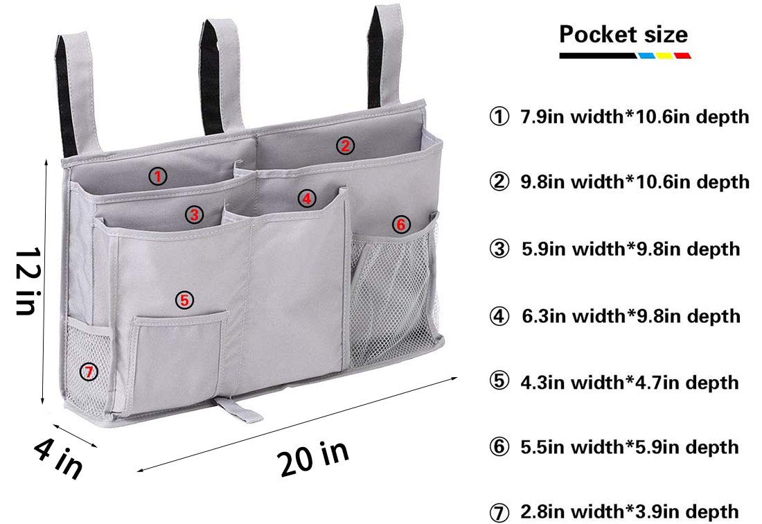 Under Bedside Caddy Cup Holder - Multi-Purpose Storage Organizer for Phones, Remotes, Books & Tablets - Fits Bunk Beds, End Tables, Desks, Recliners & Office Chairs - Perfect for Bedroom, Living Room & Nursery Organization