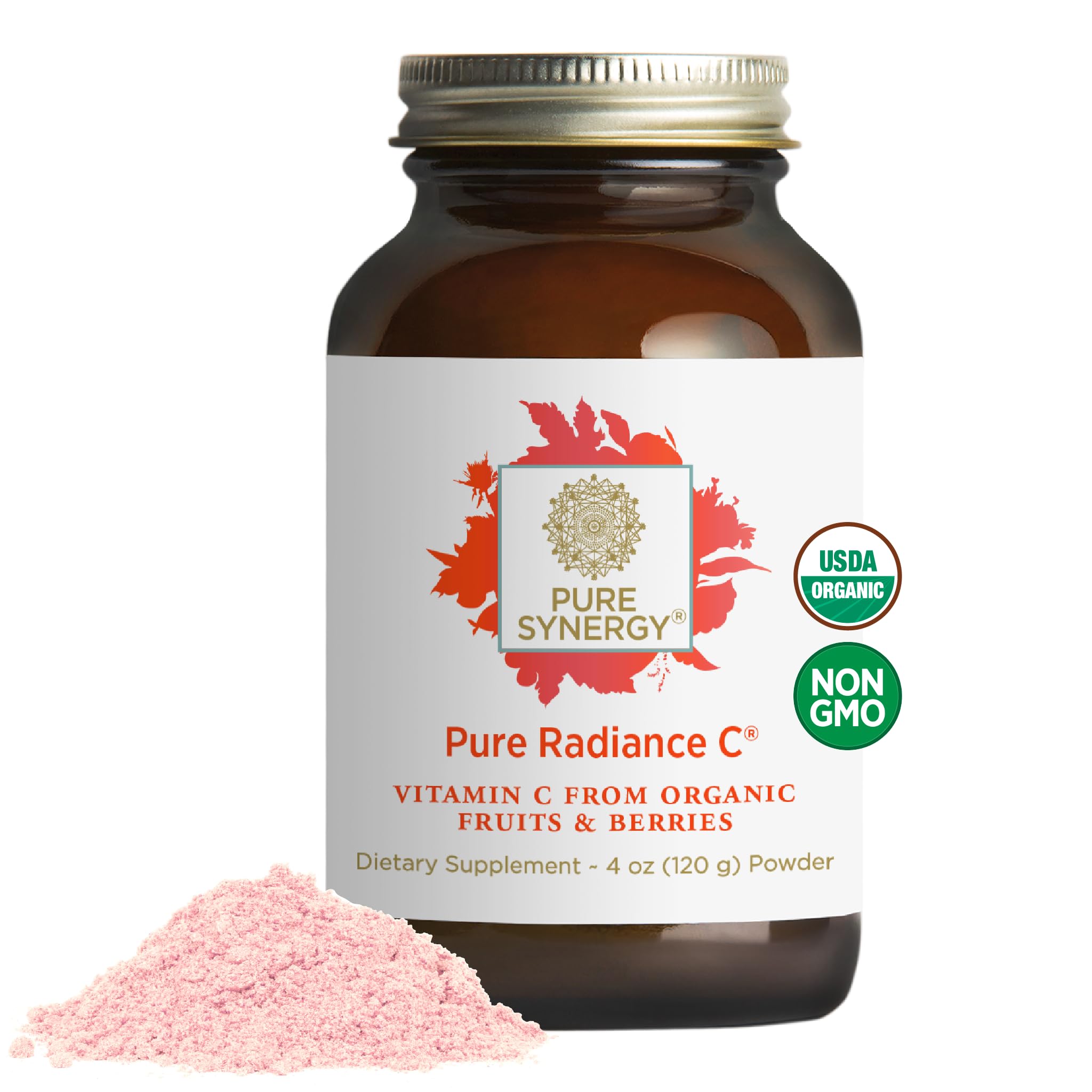 Pure Synergy Organic Vitamin C Powder with Camu Camu Extract - 100% Natural, Non-GMO, Whole Food Supplement for Immune Support & Collagen Boost (4 oz) - Perfect for Smoothies, Juices & Daily Wellness Routine