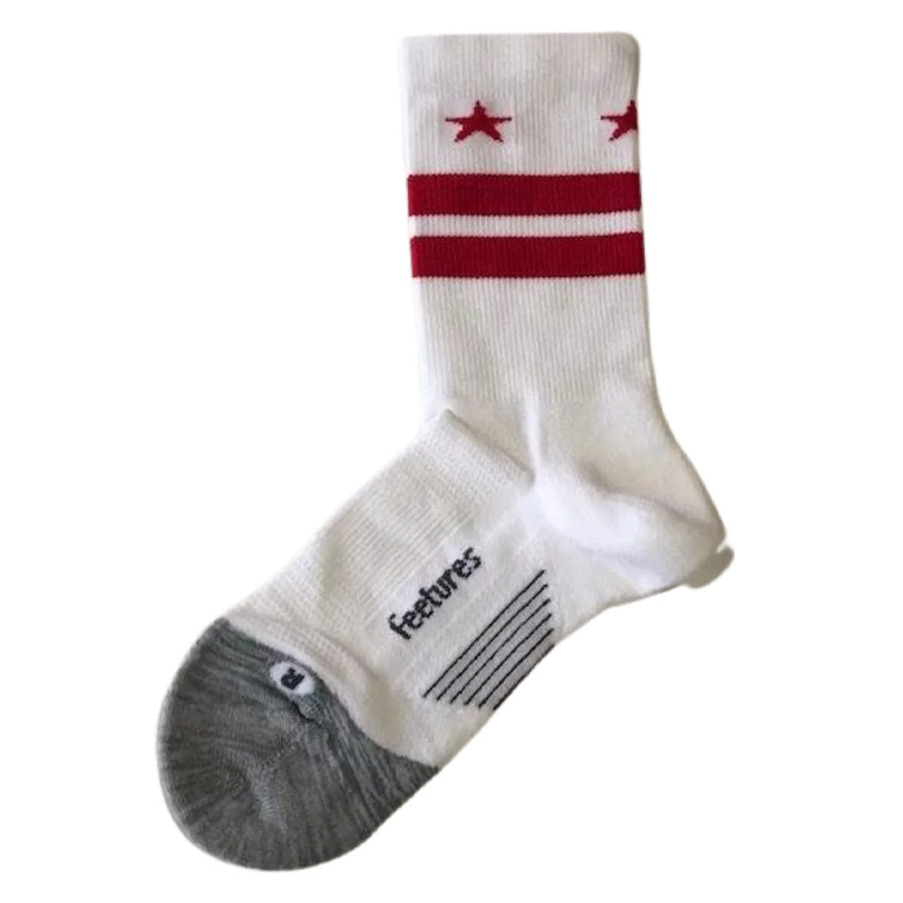 Feetures Elite Light Cushion DC Flag Mini Crew Socks - Running, Hiking & Casual Wear - Moisture-Wicking & Breathable Performance Socks for Men & Women