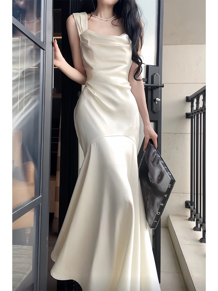 Elegant Mermaid Ivory Prom Dress Satin Birthday Party Gown J6527 - Perfect for Homecoming, Quinceañera, and Formal Evening Events