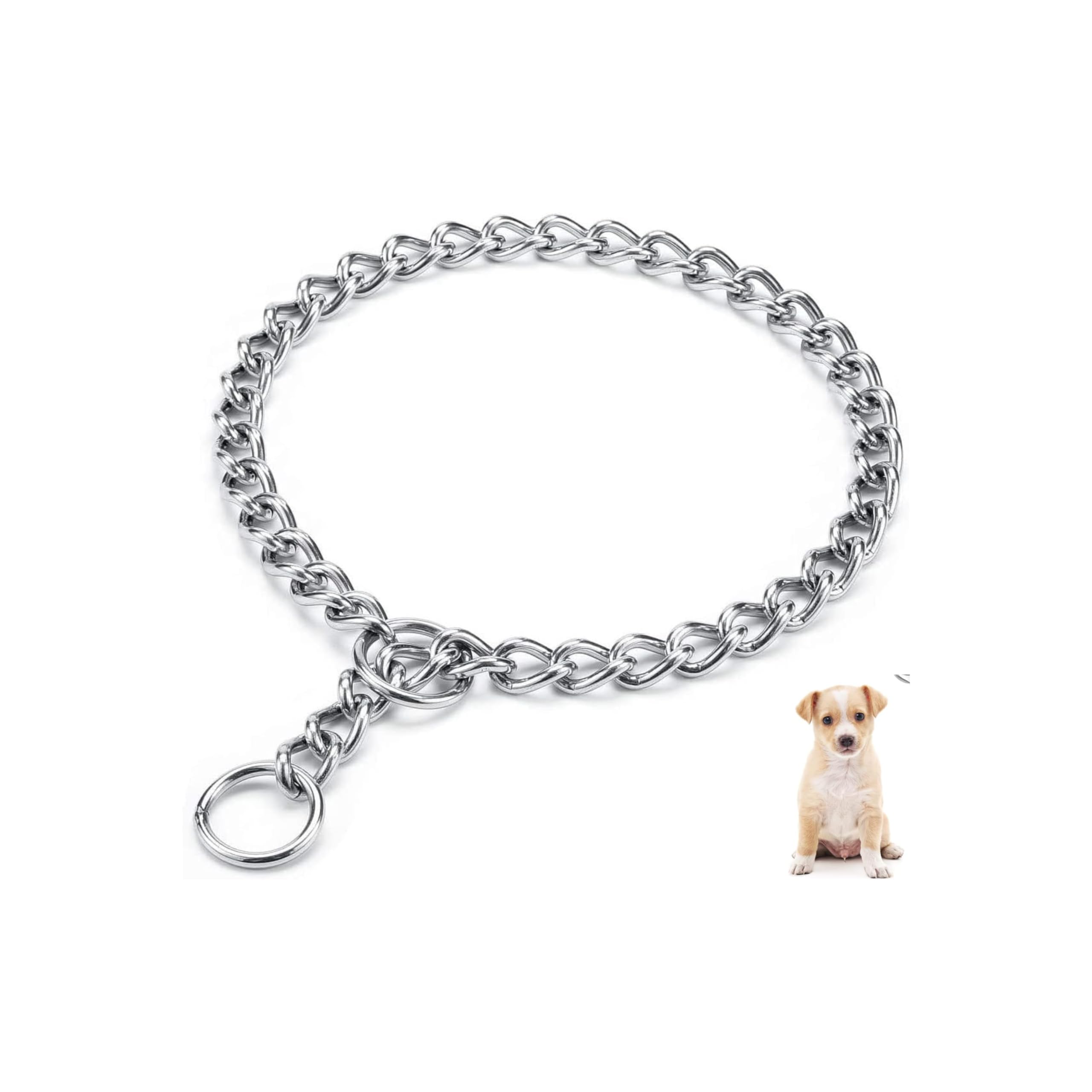 USA-Made 304 Stainless Steel Chew-Proof Dog Chain Collar - Anti-Tangle Training Leash for Small, Medium, Large & XL Dogs - Durable Walking Necklace for Daily Exercise & Outdoor Adventures