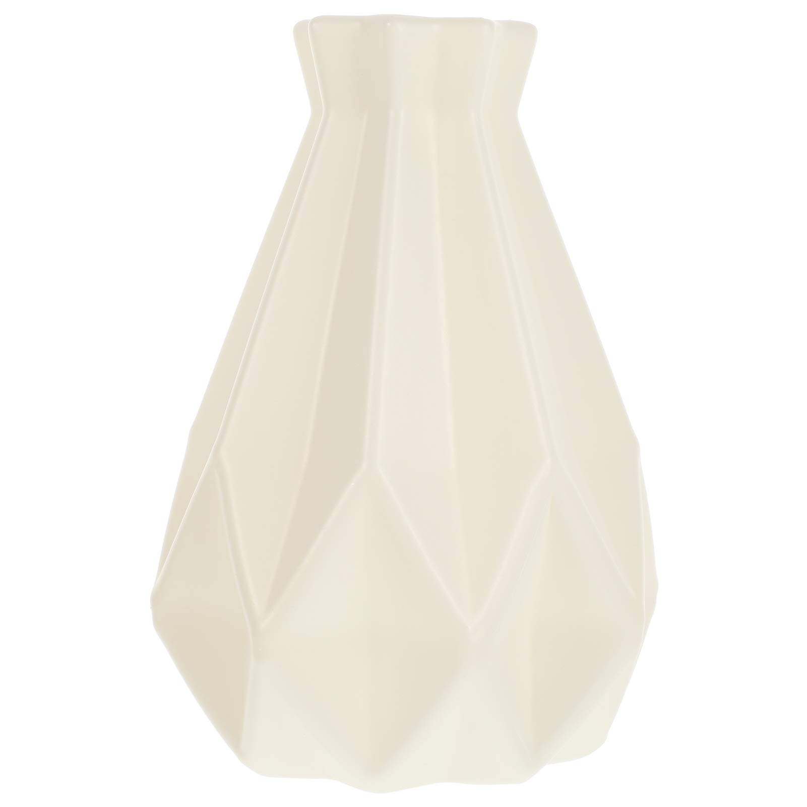 HEMOTON Unbreakable Plastic Flower Vase - Ceramic-Look Geometric Home Decor Vase for Living Room, Table Centerpiece | Perfect for Fresh Flowers, Artificial Arrangements & Modern Interior Design
