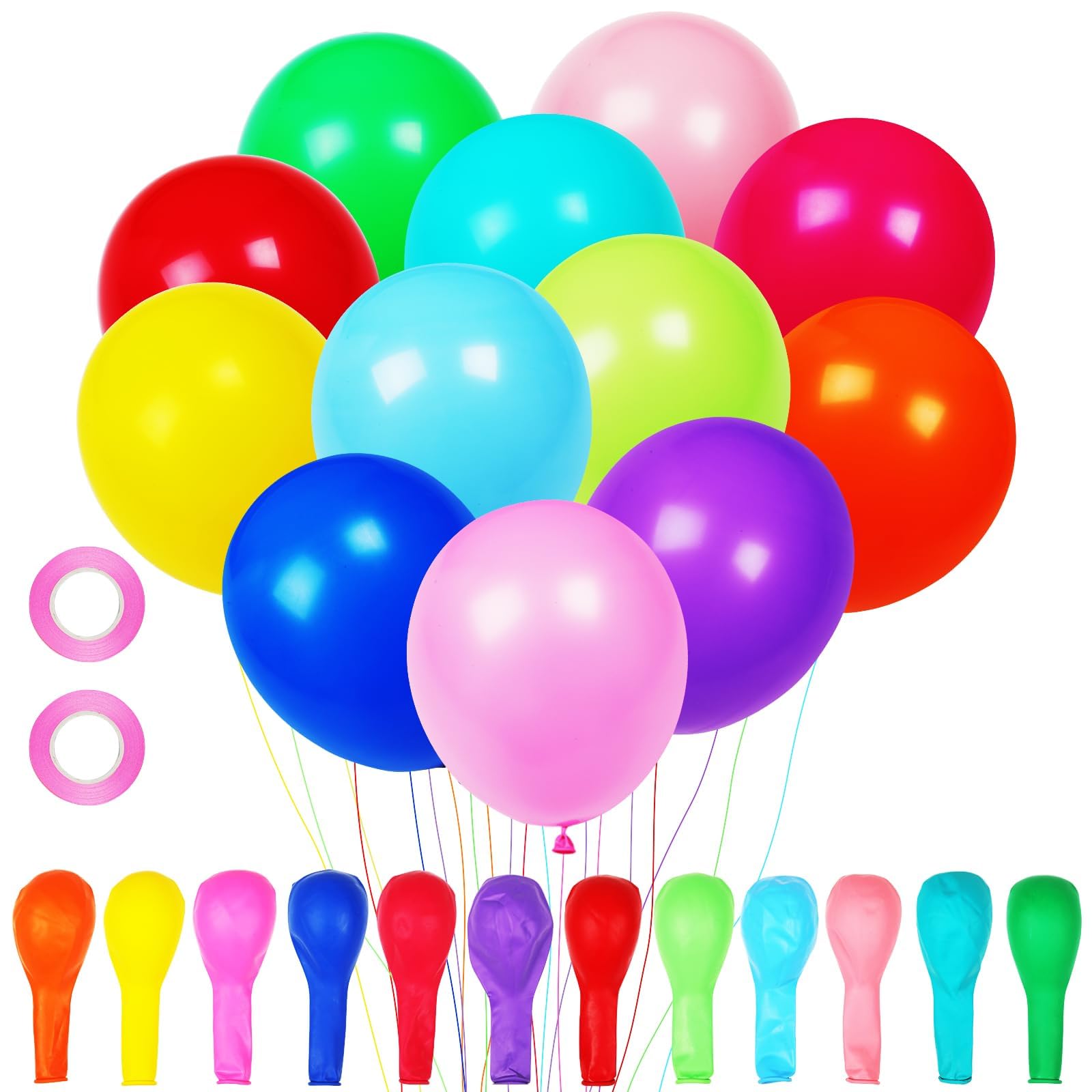 105-Piece 12-Inch Rainbow Latex Balloons Set - Colorful Party Balloons for Birthday, Baby Shower, Gender Reveal, Wedding & Celebration Decorations (Ideal for Indoor/Outdoor Events & Photo Backdrops)