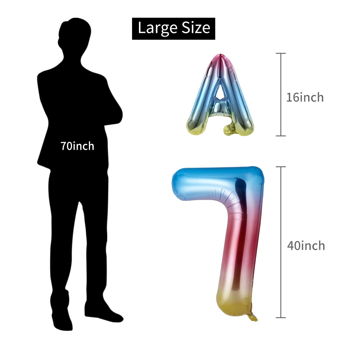 40 Inch Happy Birthday Number 7 Banner & Balloons - Rainbow Gradient Foil Balloons for 7th Birthday Party Decorations | Boys & Girls Celebration Supplies | Perfect for Indoor & Outdoor Birthday Decor