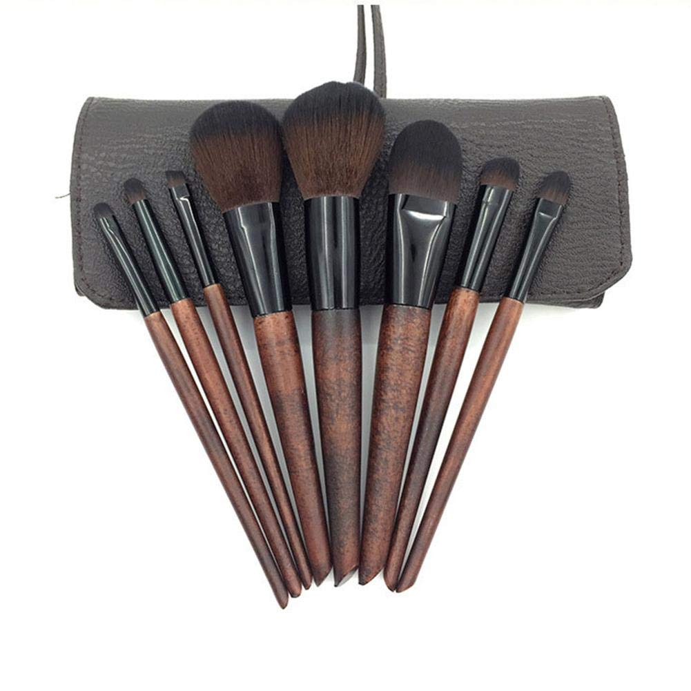 8-Piece Imitation Ebony Wood Makeup Brush Set - Professional Eye Shadow & Cosmetic Brushes for Flawless Beauty Application | Perfect for Daily Makeup, Travel & Professional Makeup Kits