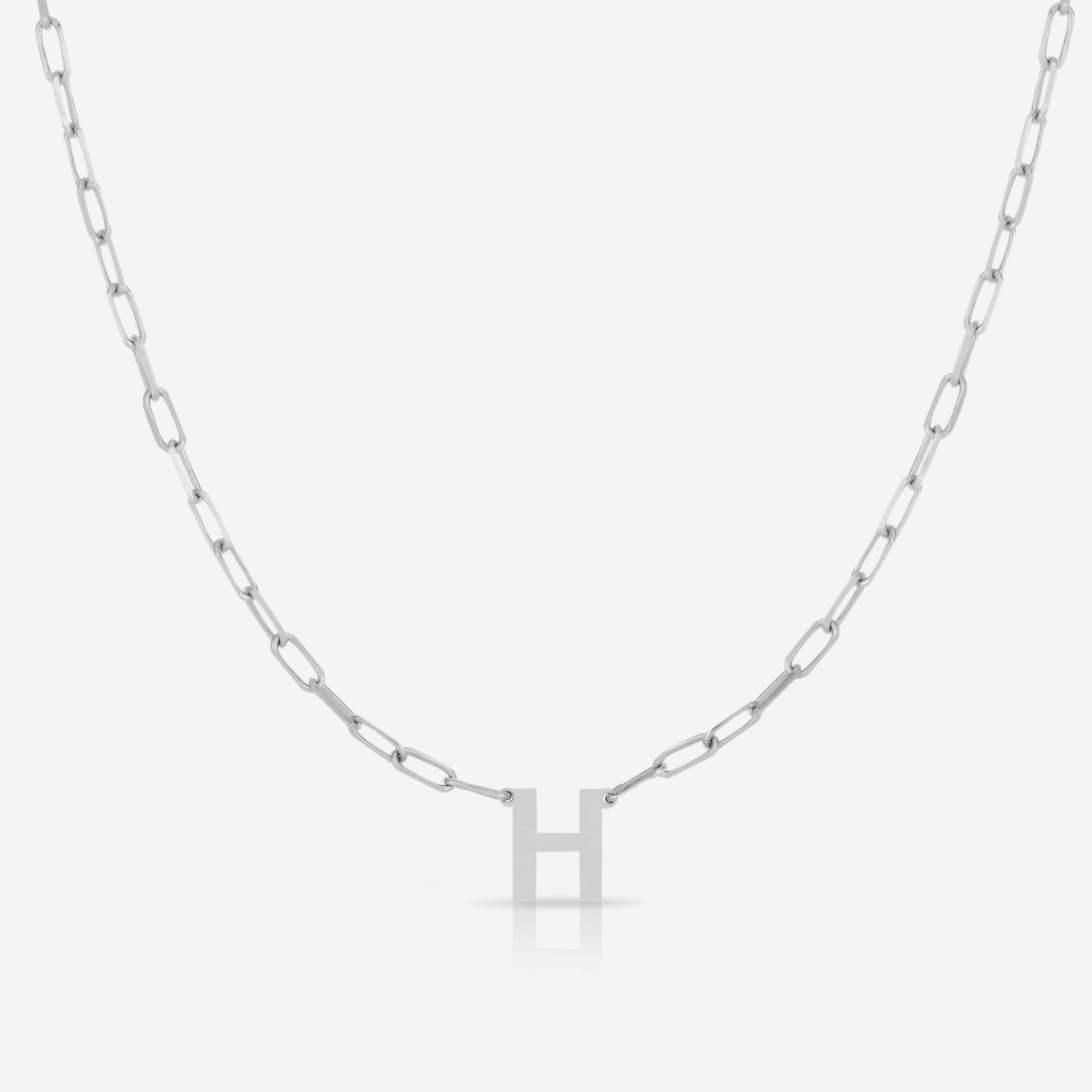 Block Initial Pendant with Link Chain Necklace - Personalized Name Jewelry for Women, Gift for Her, Birthday, Anniversary, Valentine's Day - Perfect for Layering, Everyday Wear & Special Occasions