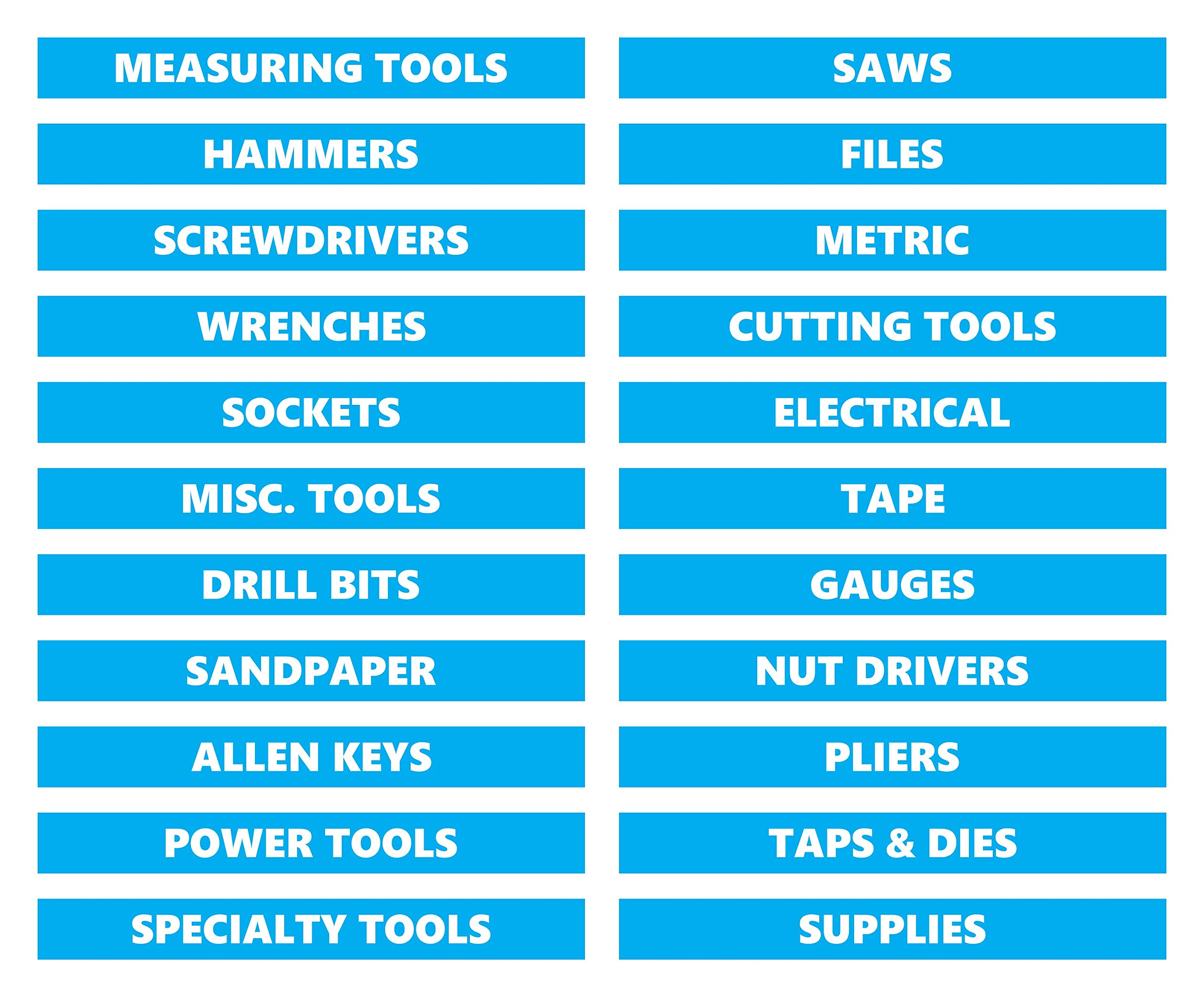 DCM Solutions Magnetic Toolbox Labels - Cyan (0.5x4.5