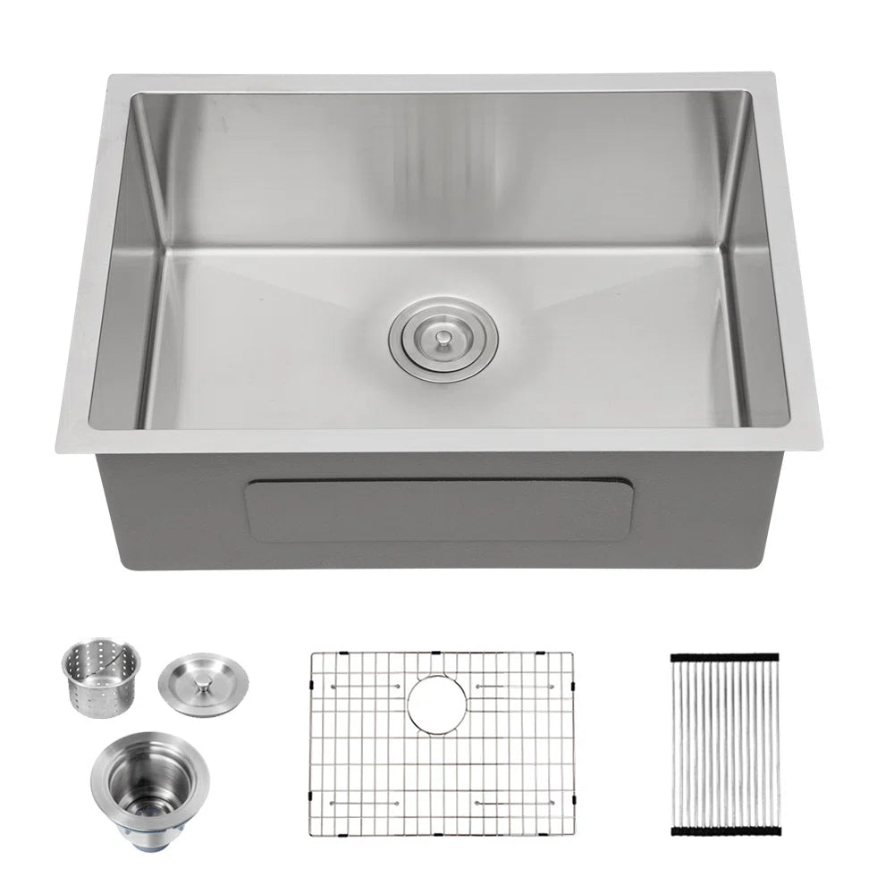 Lordear Stainless Steel Undermount Single Bowl Kitchen Sink - 16 Gauge 18/8 Stainless Steel, Soundproof & Scratch-Resistant, Perfect for Modern Kitchens, Restaurants, and RV Camping