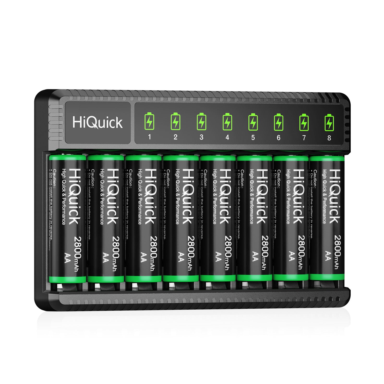 HiQuick 2800mAh Rechargeable AA Batteries with Smart Charger for AA/AAA Ni-MH Ni-CD - Fast Charging, Long Lasting Power for Cameras, Flashlights, Toys & Electronics
