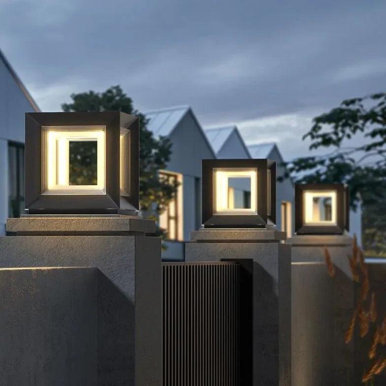 Modern Square LED Outdoor Pillar Lights - Waterproof Landscape Lighting for Garden, Pathway, Patio, and Driveway