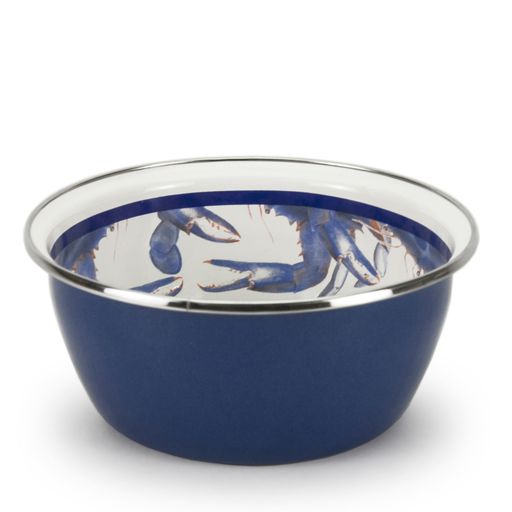 Blue Crab Enamelware Bowls Set of 4 - Durable Ceramic Cereal & Salad Bowls for Breakfast, Snacks, Soups - Perfect for Dining, Picnics, Camping & Home Decor