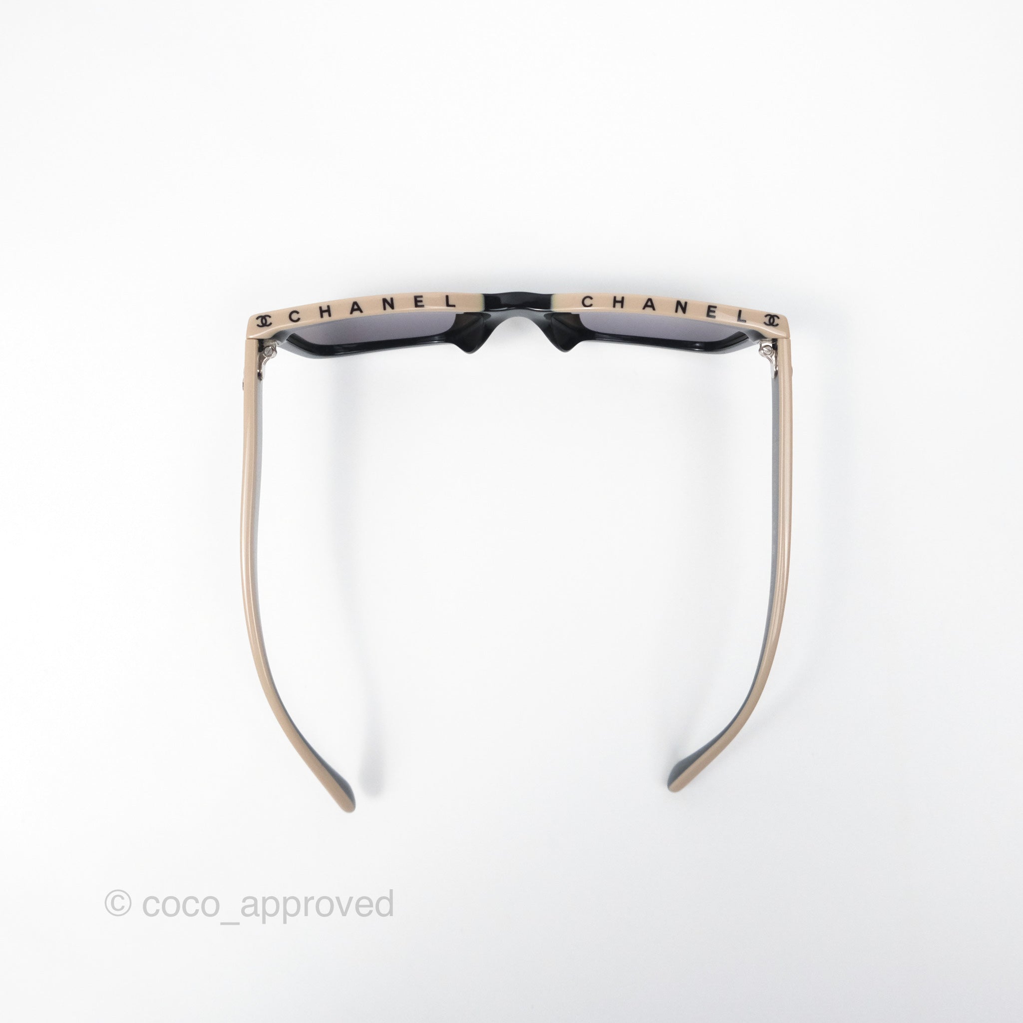 Chanel Acetate Square Sunglasses for Women - Classic Black/Beige Frame with UV Protection - Perfect for Beach, Driving & Fashion Outfits