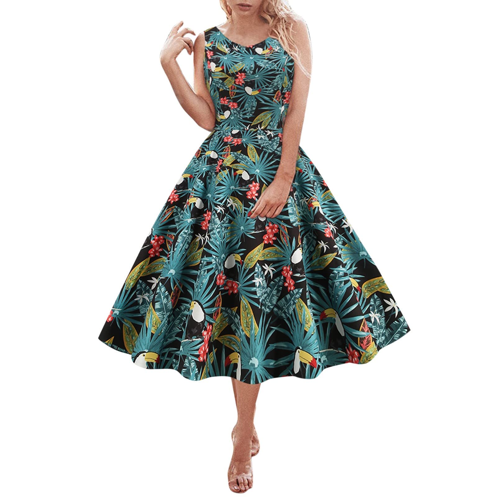 Elegant White Casual Dress for Women - O Neck Pinch Pleated Floral Print Party & Evening Wear | Perfect for Weddings, Cocktails, and Special Occasions