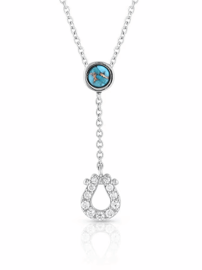 Montana Silversmiths NC5157 Women's Infinite Luck Turquoise Pendant Necklace in Sterling Silver - Perfect for Gifts, Everyday Wear & Western Fashion
