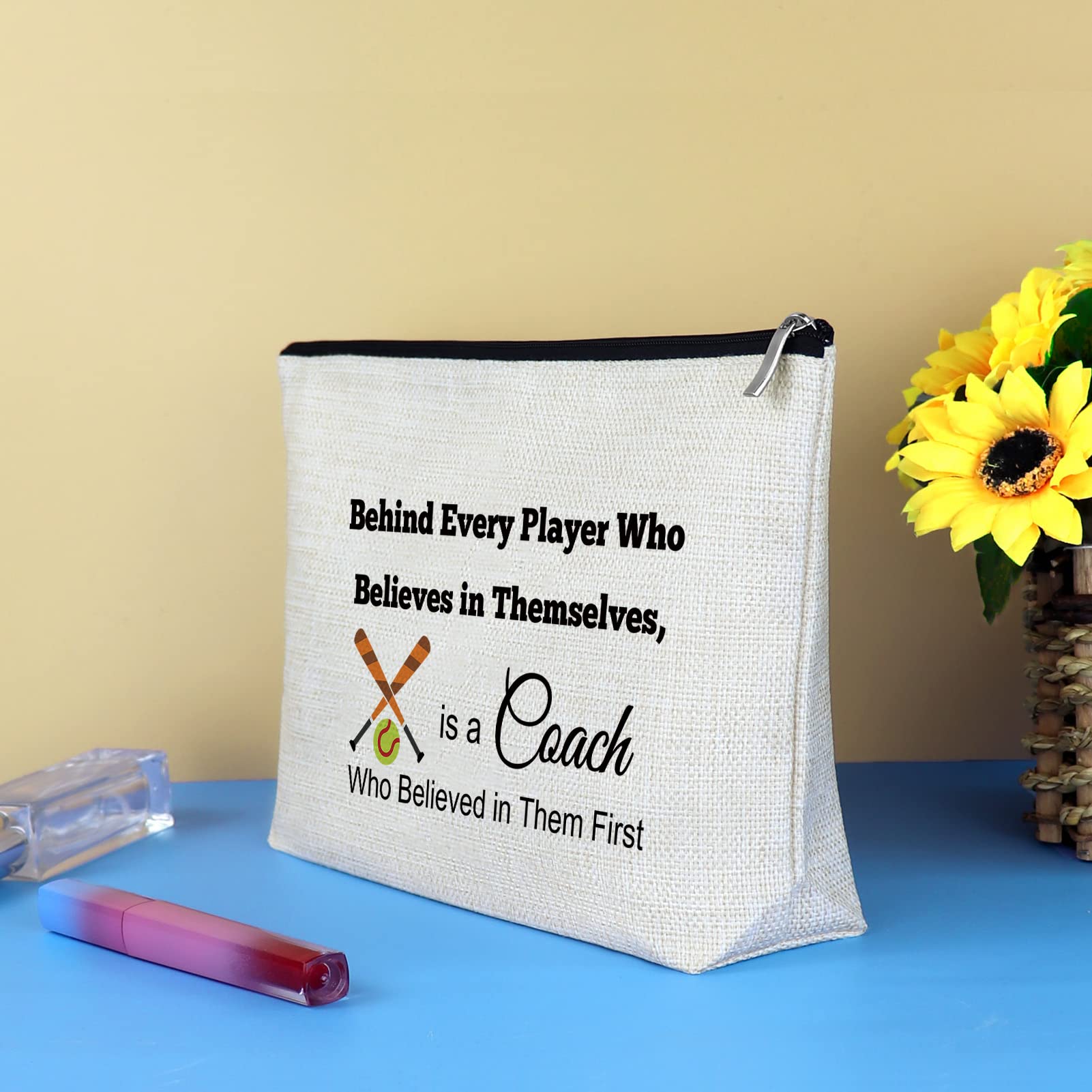 Softball Coach Mom Gifts - Baseball & Softball Coach Appreciation Thank You Present - Makeup Bag for Women - End of Season Gift for Baseball Teacher Mom - Birthday & Travel Zipper Toiletries Pouch - Perfect for Sports Team Gifts, Mom's Birthday & Travel Essentials