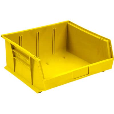 12-Pack Yellow Plastic Storage Bins - Hanging & Stackable Organizer Containers for Tools, School Supplies, Toys (11