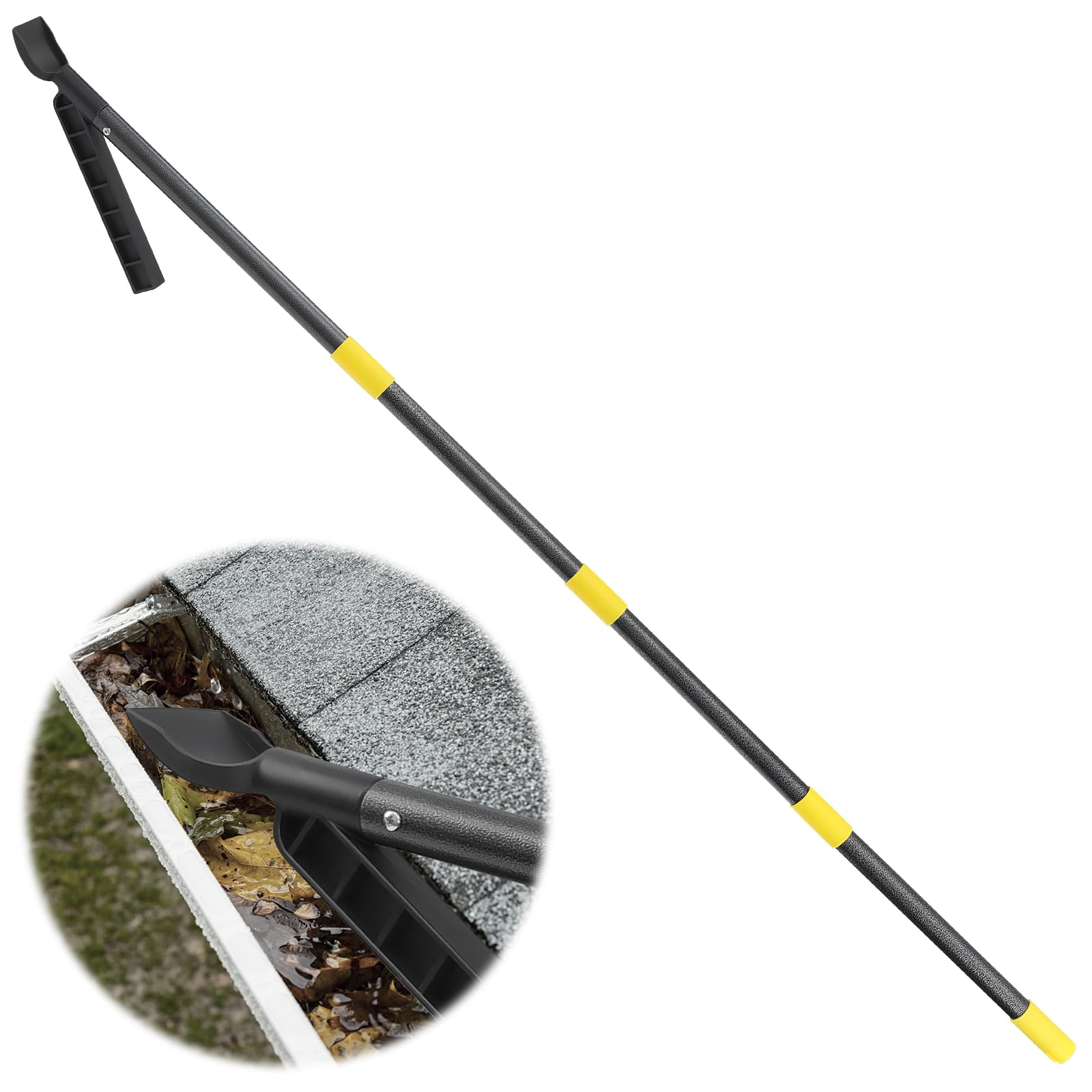 7.7FT Gutter Cleaning Tool with Long Pole - Roof & Leaf Scoop for Easy Maintenance
