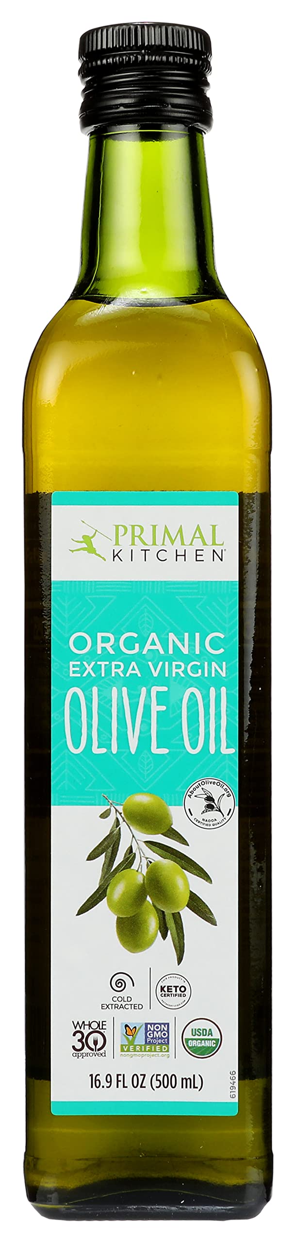 Primal Kitchen Organic Extra Virgin Olive Oil - Cold Pressed, Non-GMO, 500ml (Pack of 6) for Cooking, Salad Dressing & Healthy Recipes