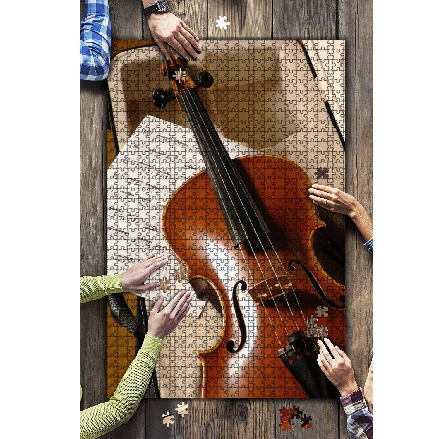 1000-Piece Wooden Jigsaw Puzzle - Violin & Viola Musical Instrument Art - Challenging Adult Puzzle for Home Decor, Gift & Educational Game (Perfect for Music Lovers, Family Game Night & Stress Relief)