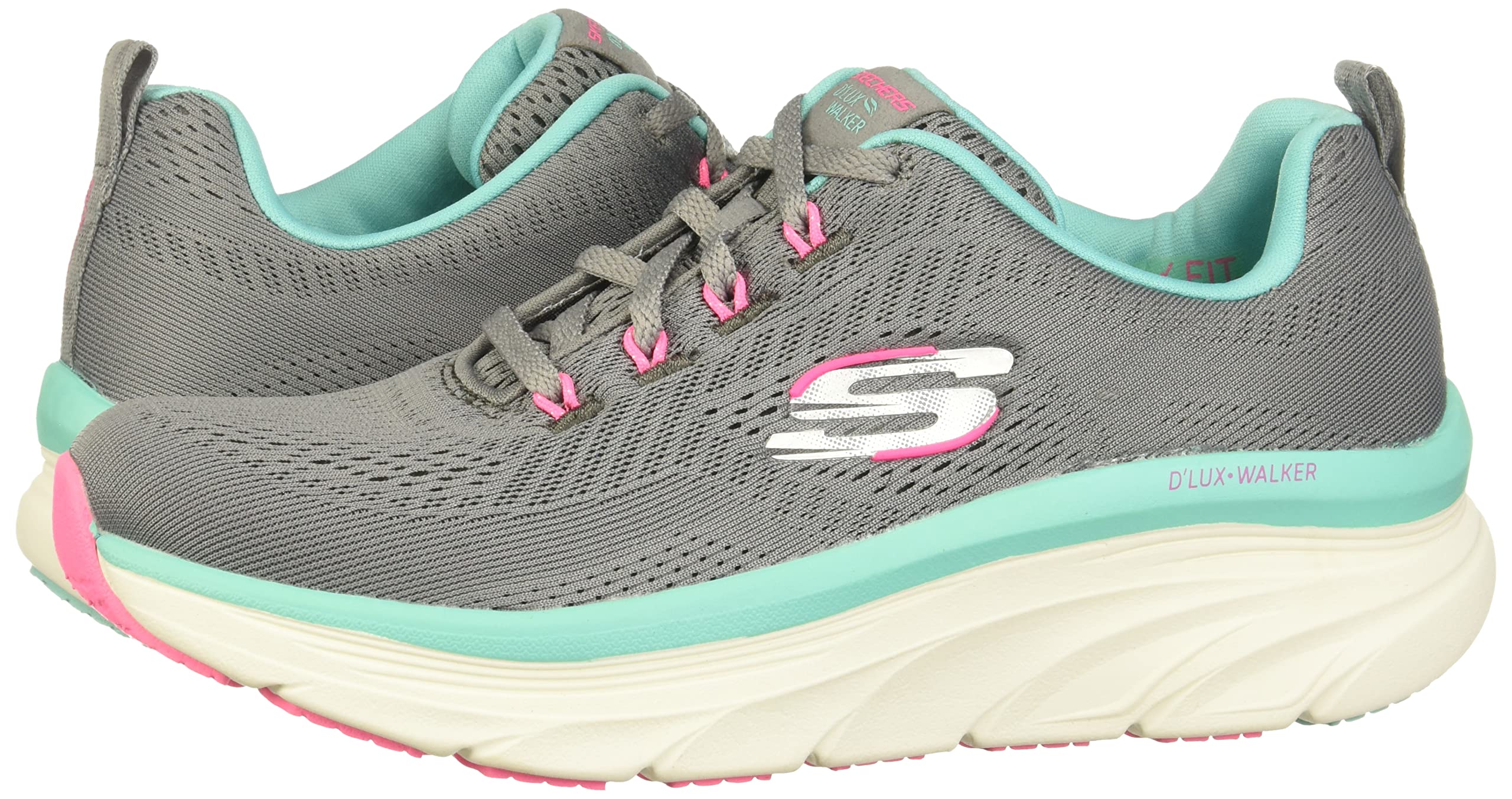 Skechers Women's D'lux Walker Fresh Finesse Sneakers - Comfortable Walking Shoes for Women, Lightweight & Supportive - Perfect for Walking, Travel & Everyday Wear