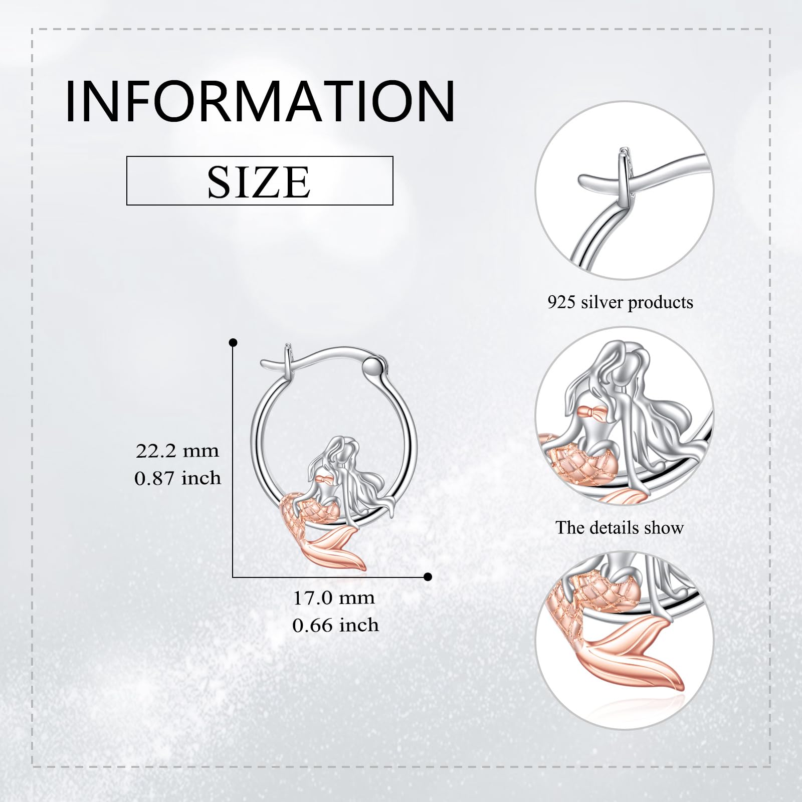 VONALA 925 Sterling Silver Cute Animal Hoop Earrings - Mermaid, Highland Cow, Wolf, Cat, Dinosaur & More | Huggie Hoop Earrings for Women & Girls | Perfect Gift for Birthday, Christmas & Everyday Wear
