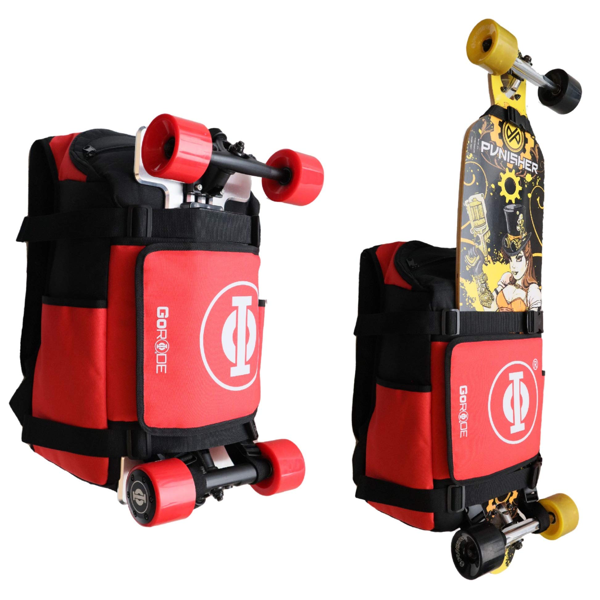 Electric Longboard Skateboard Backpack with Laptop Compartment - Waterproof & Durable E-Board Carrier for Commuting, Campus & Urban Travel