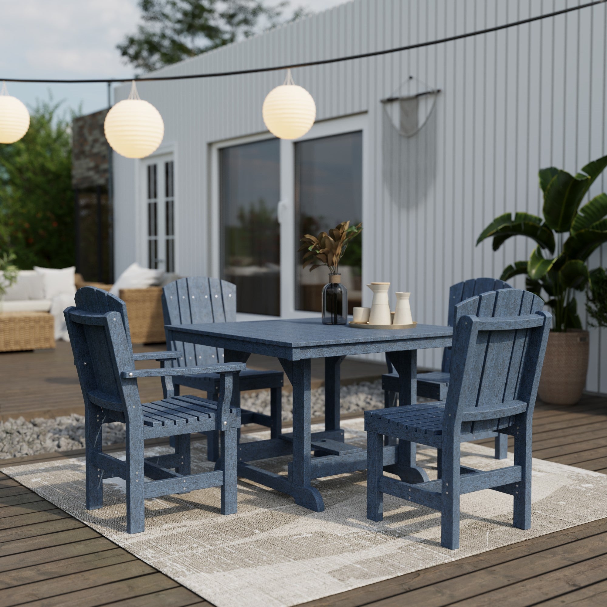 Heritage 5-Piece 44x44 Inch Square Outdoor Dining Set with Cushions - Perfect for Patio, Garden, and Backyard Entertaining