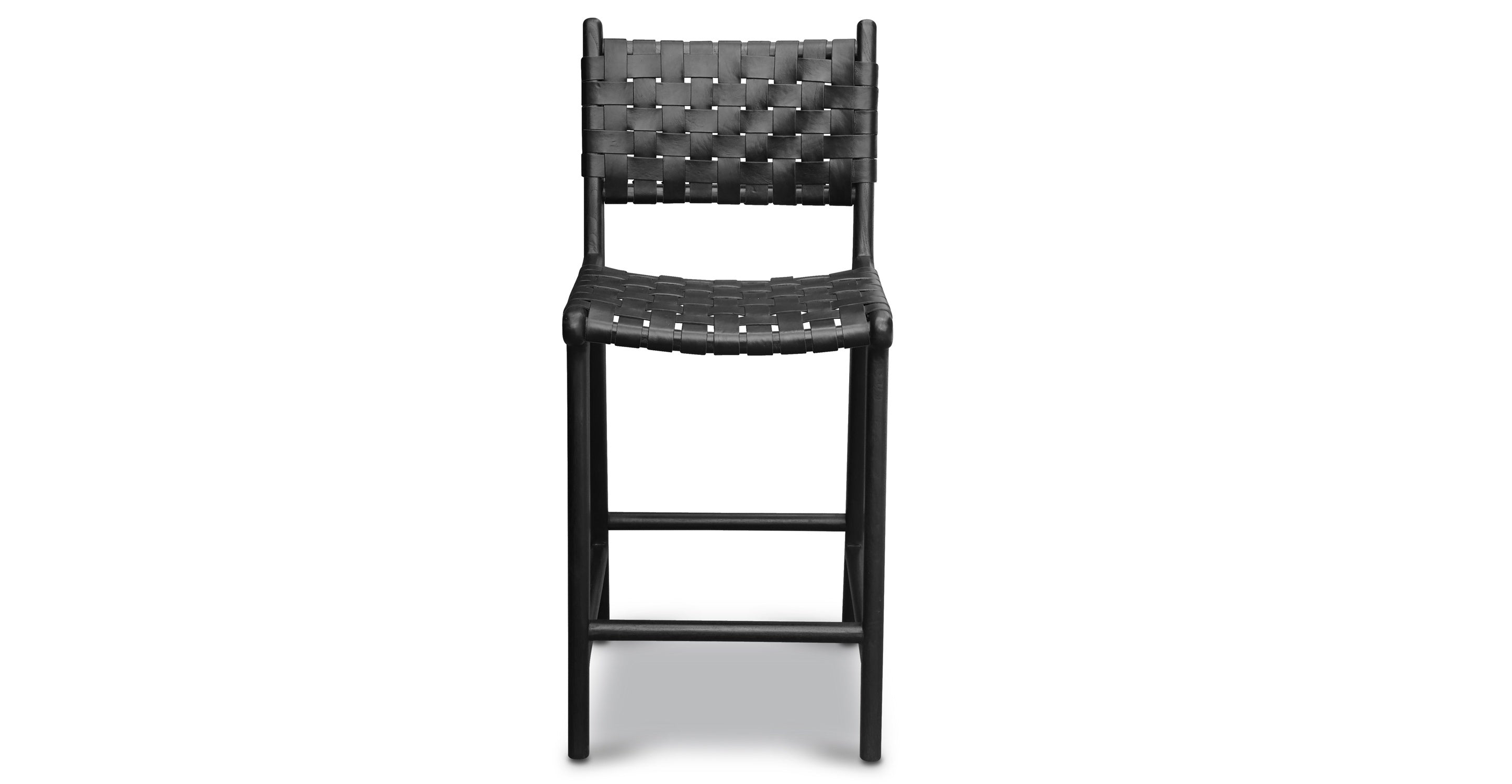 Premium Teak & Leather Counter Height Bar Stool - Modern Kitchen Island & Breakfast Nook Seating - Durable & Stylish for Home, Cafe, and Restaurant Use