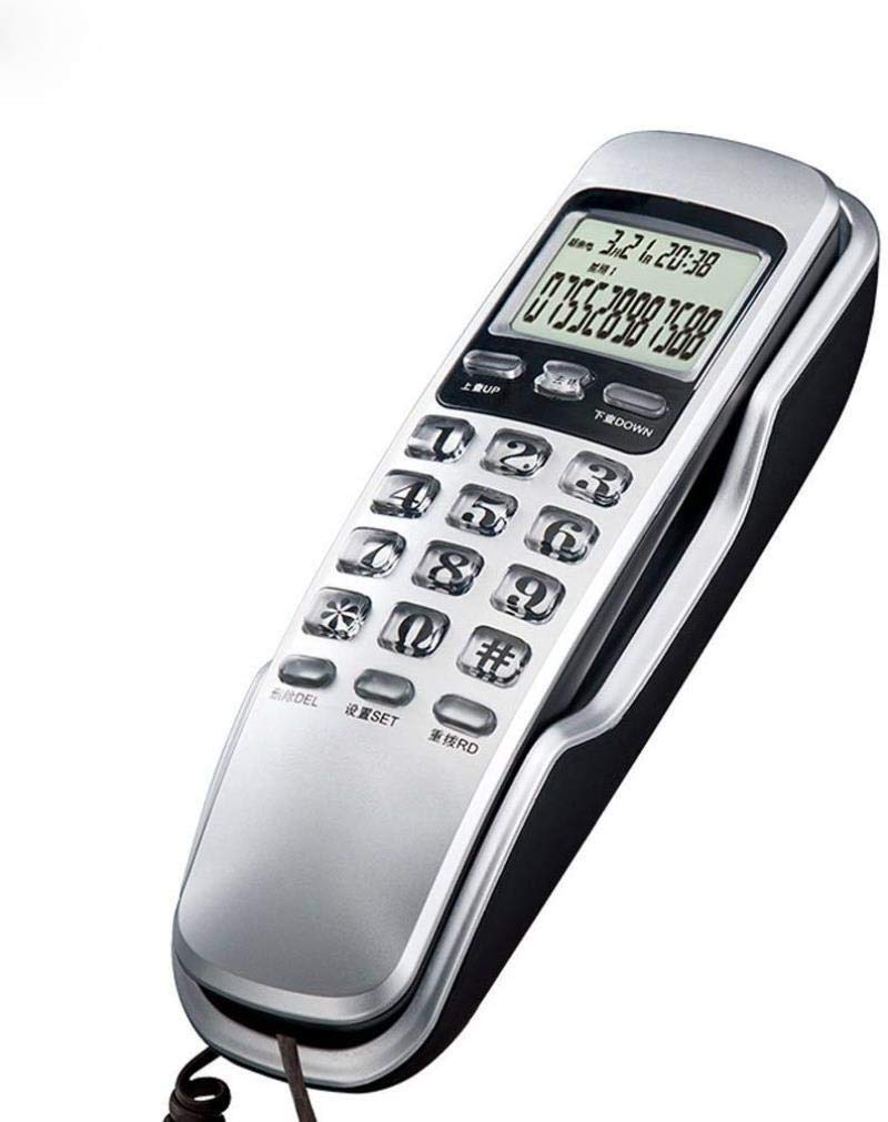 Vintage Wall-Mounted Rotary Telephone - Retro Home & Hotel Phone with Wired Connection (Silver, 7.87
