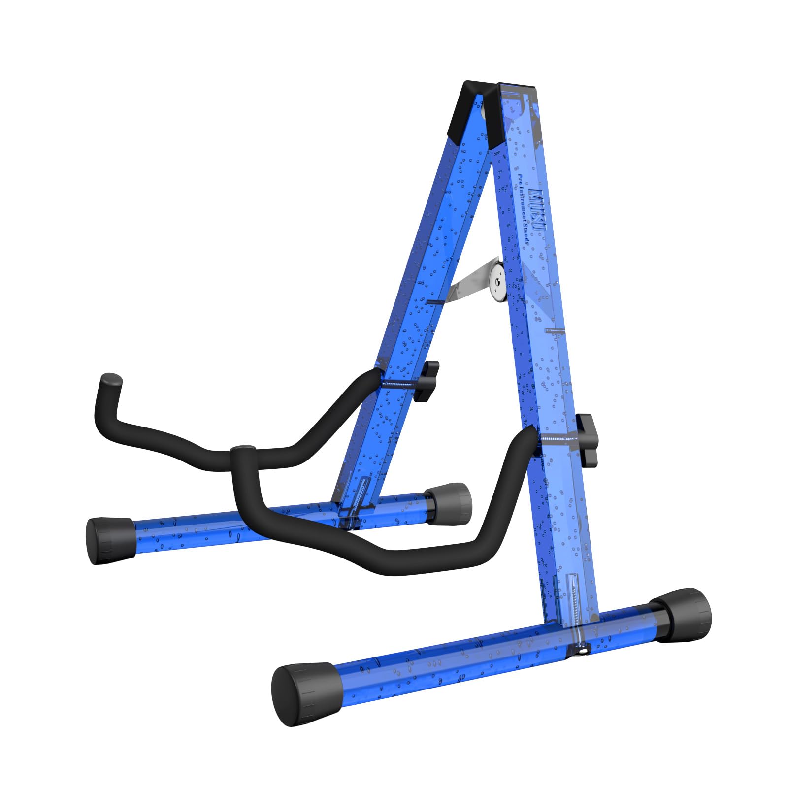 MUSO A-Frame Folding Guitar Stand with Non-Slip Rubber & Foam Arms - Transparent Acrylic Floor Stand for Acoustic, Classic, Electric Guitar, Bass, Ukulele & Banjo (Blue Bubble) - Perfect for Home, Studio & Stage Performances