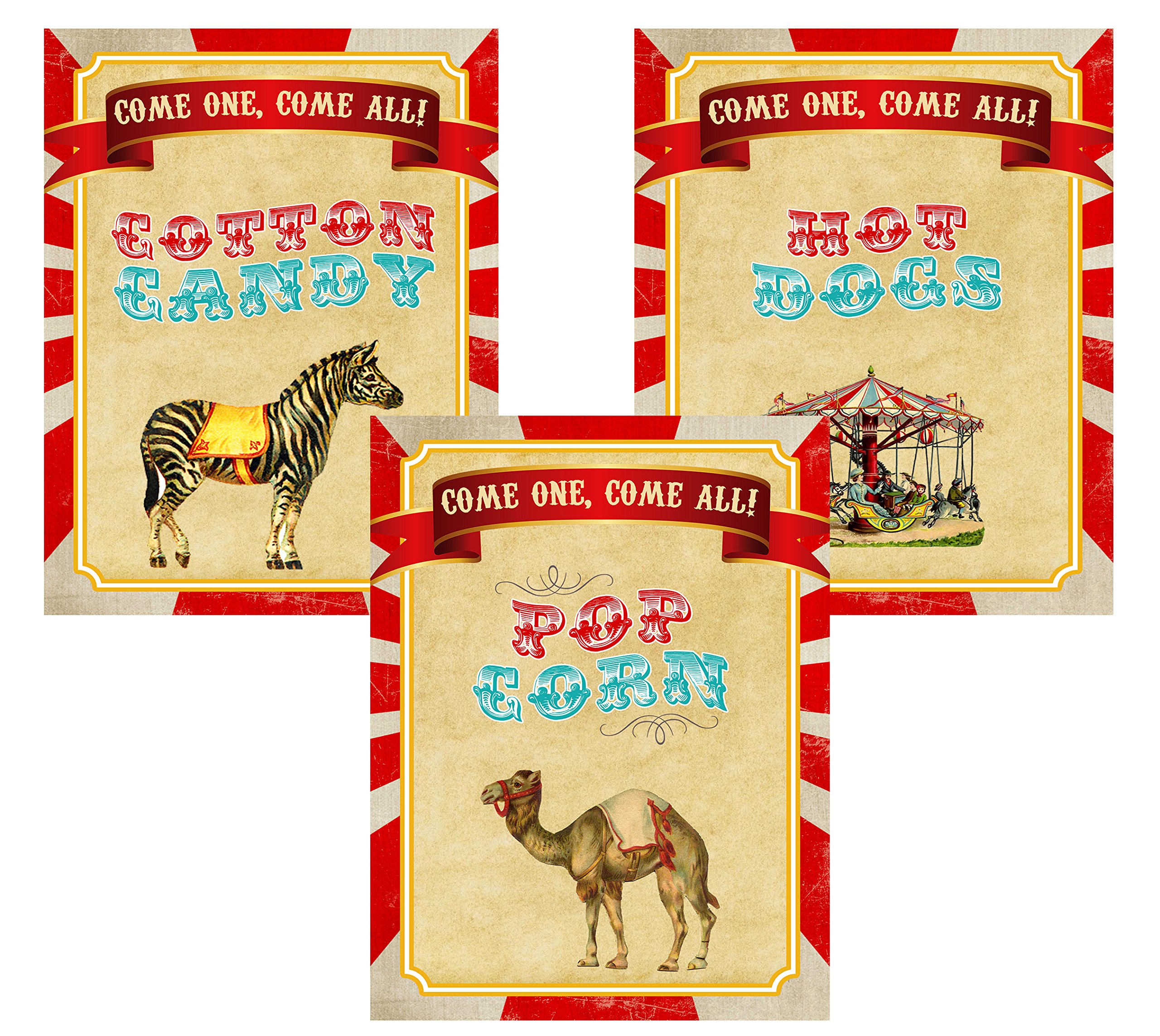 Vintage Circus Party Supplies - Carnival Themed Birthday Decorations, Invitations & Food Signs for Kids & Adults (Perfect for Birthday Parties, Baby Showers & Carnival Events)