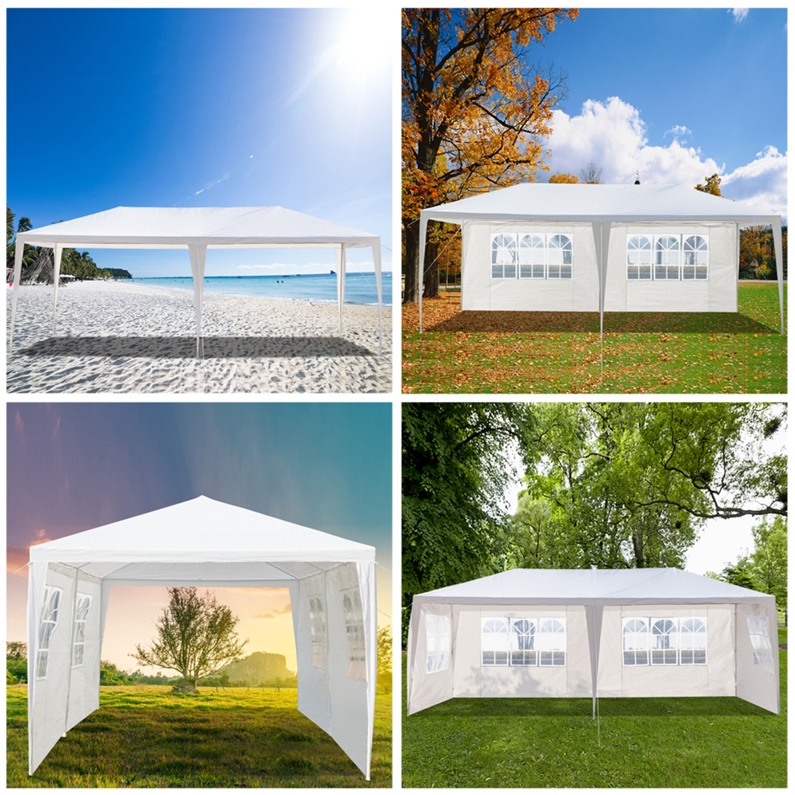 10'x20' Waterproof Outdoor Gazebo Canopy Tent with Removable Side Walls & Spiral Tubes - Perfect for Weddings, Parties, Camping, Market Stalls & Commercial Events