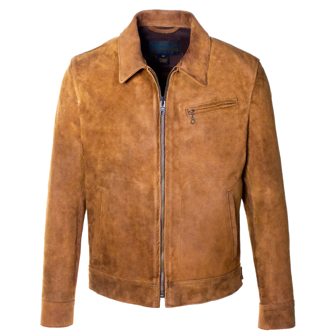 Schott NYC 370 Duke Men's Unlined Rough Out Suede Jacket - Vintage Biker Style for Casual Wear & Motorcycle Riding