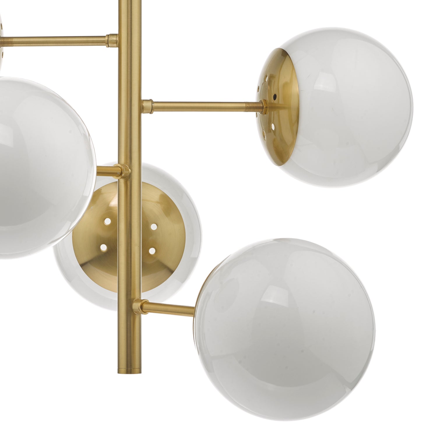 Bombazine 5Lt Natural Brass & Opal Glass Pendant Light Fixture - Vintage Industrial Ceiling Lighting for Dining Room, Kitchen, or Bedroom