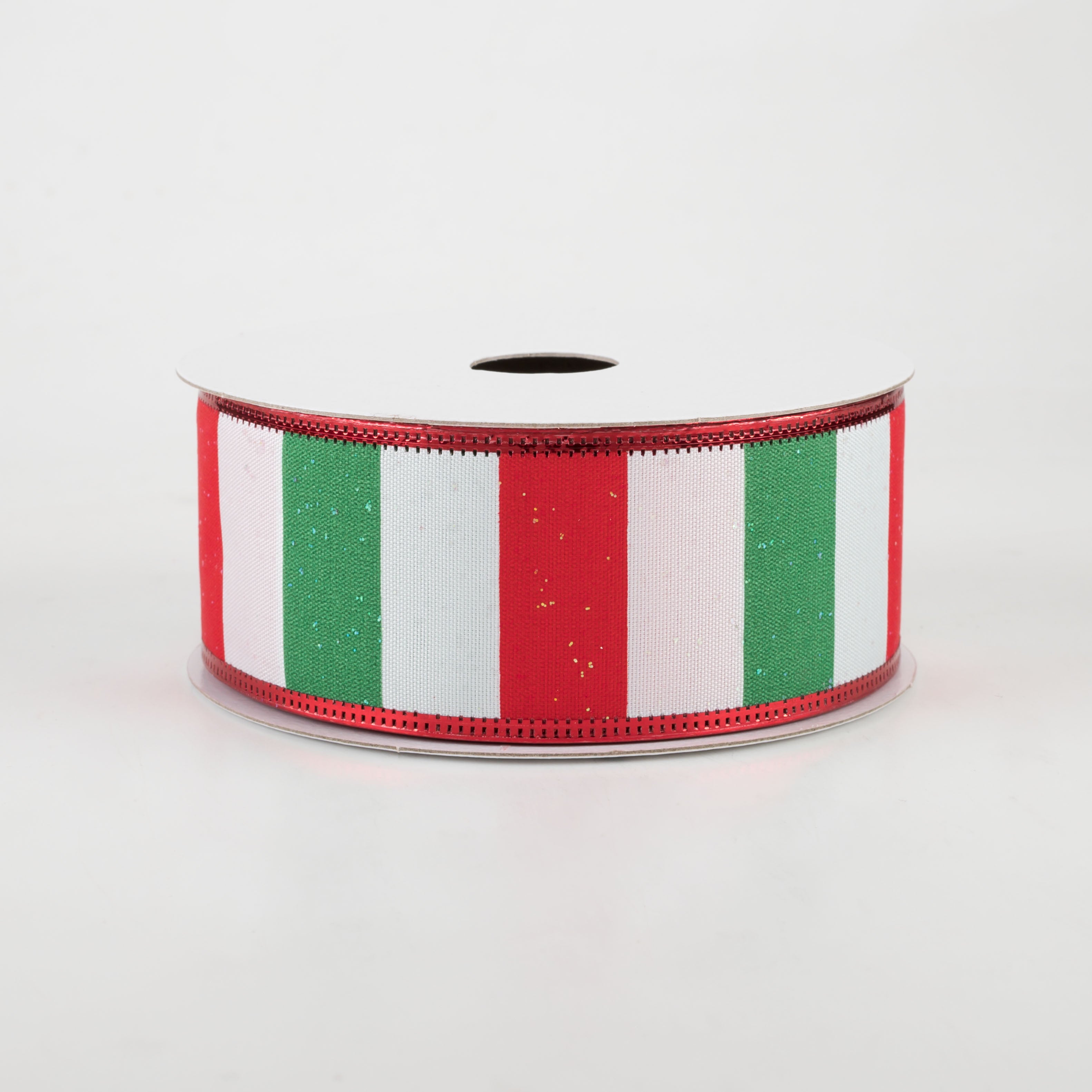 1.5 Inch Iridescent Glitter Stripes Ribbon - White, Red, Emerald (10 Yards) | Perfect for Gift Wrapping, Scrapbooking, DIY Crafts & Party Decorations