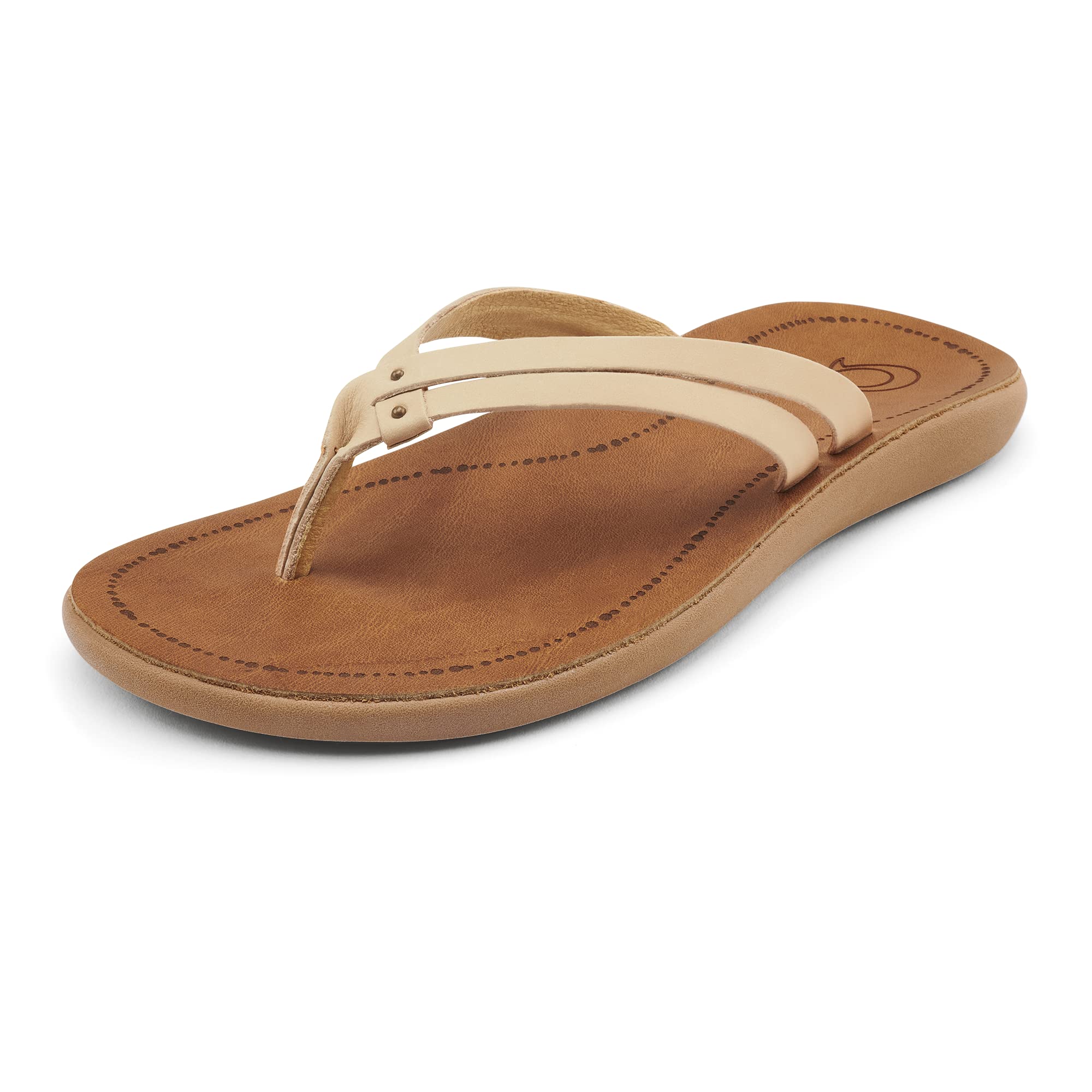 OLUKAI Kapehe Luana Women's Beach Sandals - Soft Full-Grain Leather Comfortable Flip Flops for Women - Casual Modern Summer Shoes for Beach, Pool & Vacation Wear