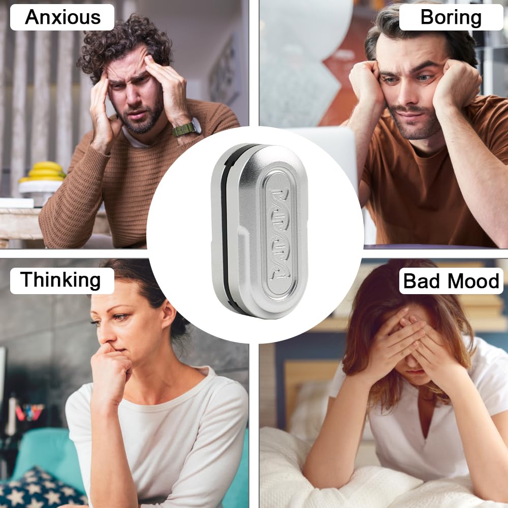 STONESTAR DNA Fidget Slider - Aluminum Alloy Magnetic Push Card Sensory Toy for Stress Relief, ADHD, Autism - Portable EDC Fidget Toy for Adults & Kids - Perfect for Office, School & Travel (Silver, Small)