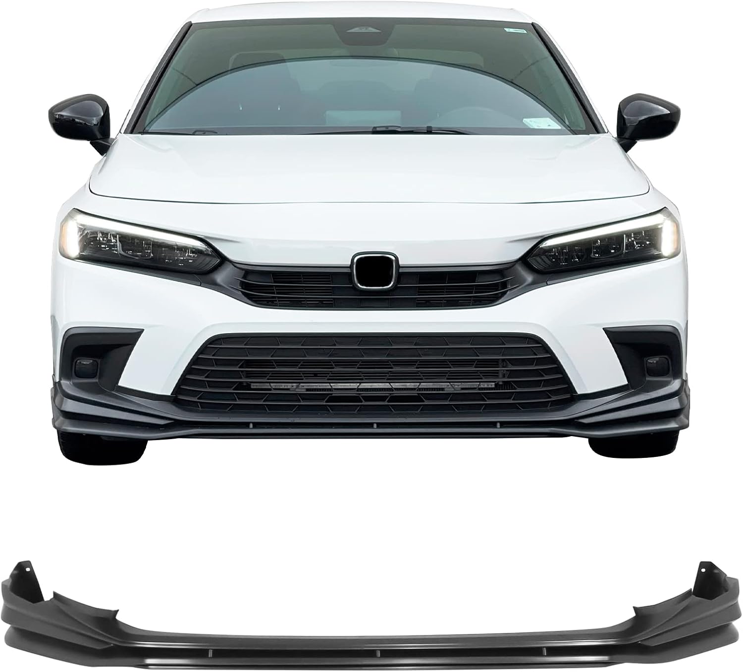 2022-2025 Honda Civic Sedan & Hatchback Front Bumper Lip Spoiler - Matte Black Unpainted PP Material | Enhances Aerodynamics & Sporty Look | Perfect for Street Racing & Car Shows